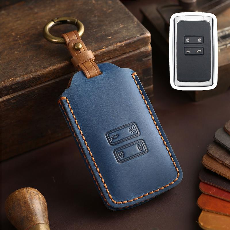 Leather Car Remote Key Cover Case Holder Shell Protector Styling Keyring Fob for Renault Captur Koleos Kadjar 2019 Accessories