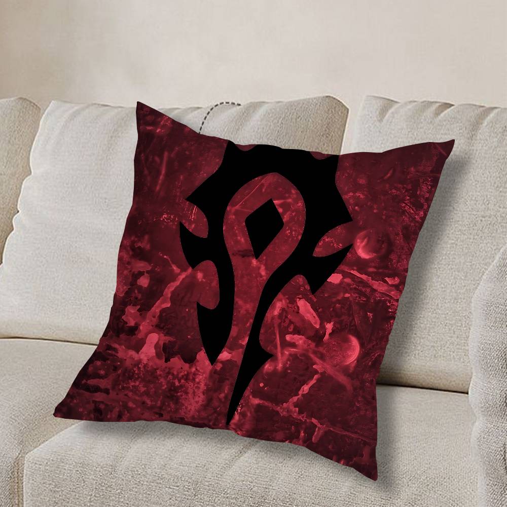 GAME W-World Of Warcraft-ES Pillow Case Anti-dustmite Pillowcase Invisible Zipper Silky Short Plush Sofa Cushion Cover