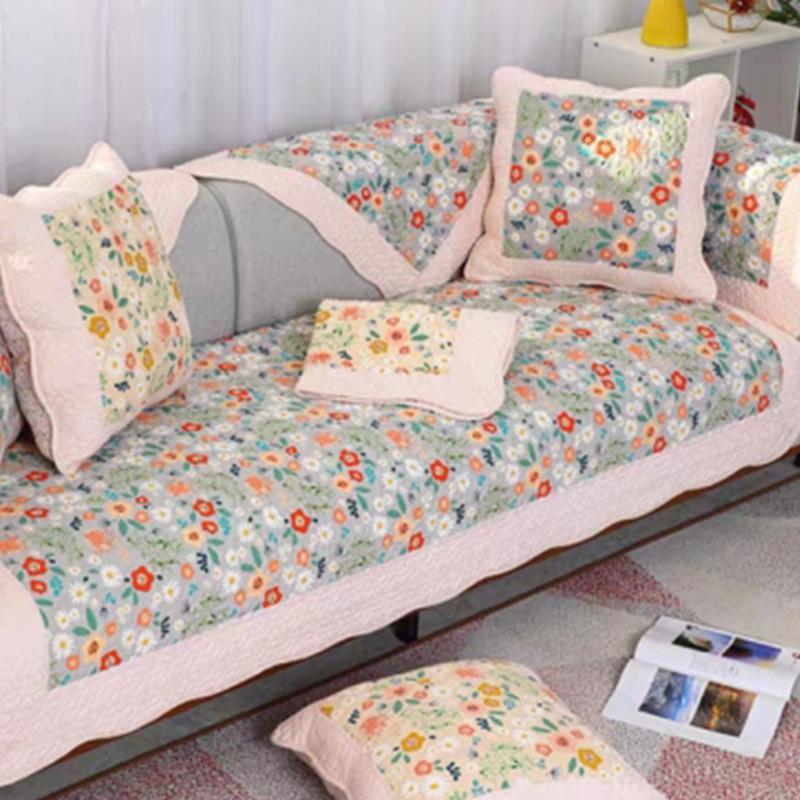 Universal Twill Washed Cotton Curved Edge Sofa Cushion In All Seasons, Machine Washable Non-Slip Fashionable Sofa Cushion Sofa Cover