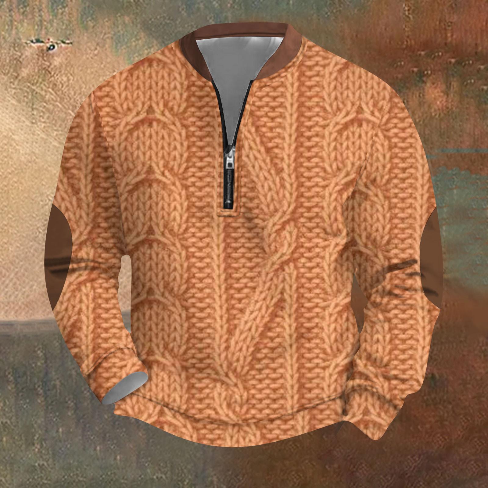 

Мужская ретро повседневная толстовка на молнии модный принтованный спортивный пуловер XL шафрановый