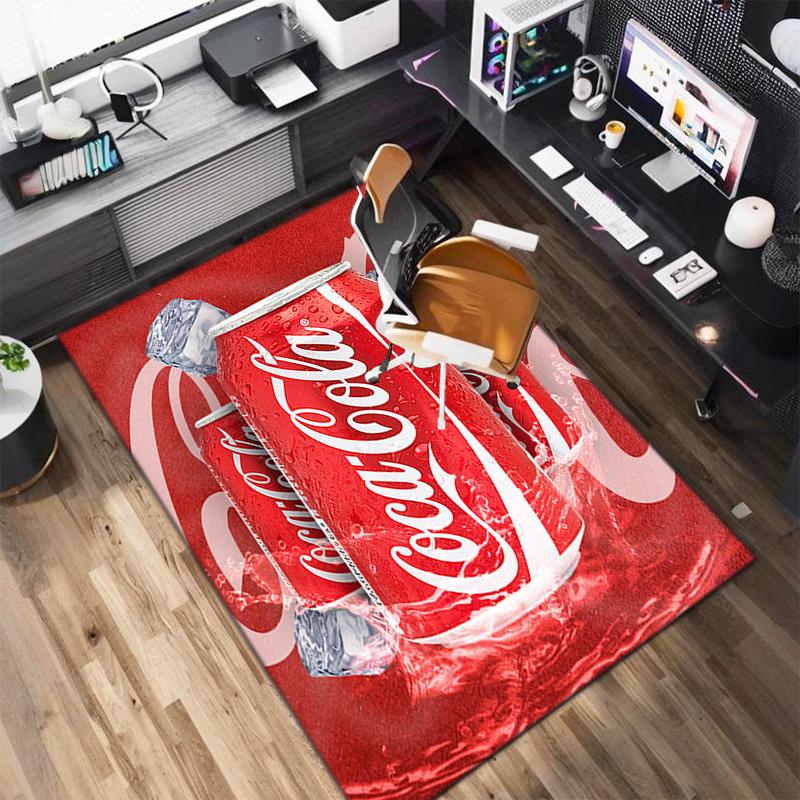Christmas gift Halloween themed cola beverage Coca Cola carpet is suitable for living room and bedroom doormats office balcony decorative carpet V25