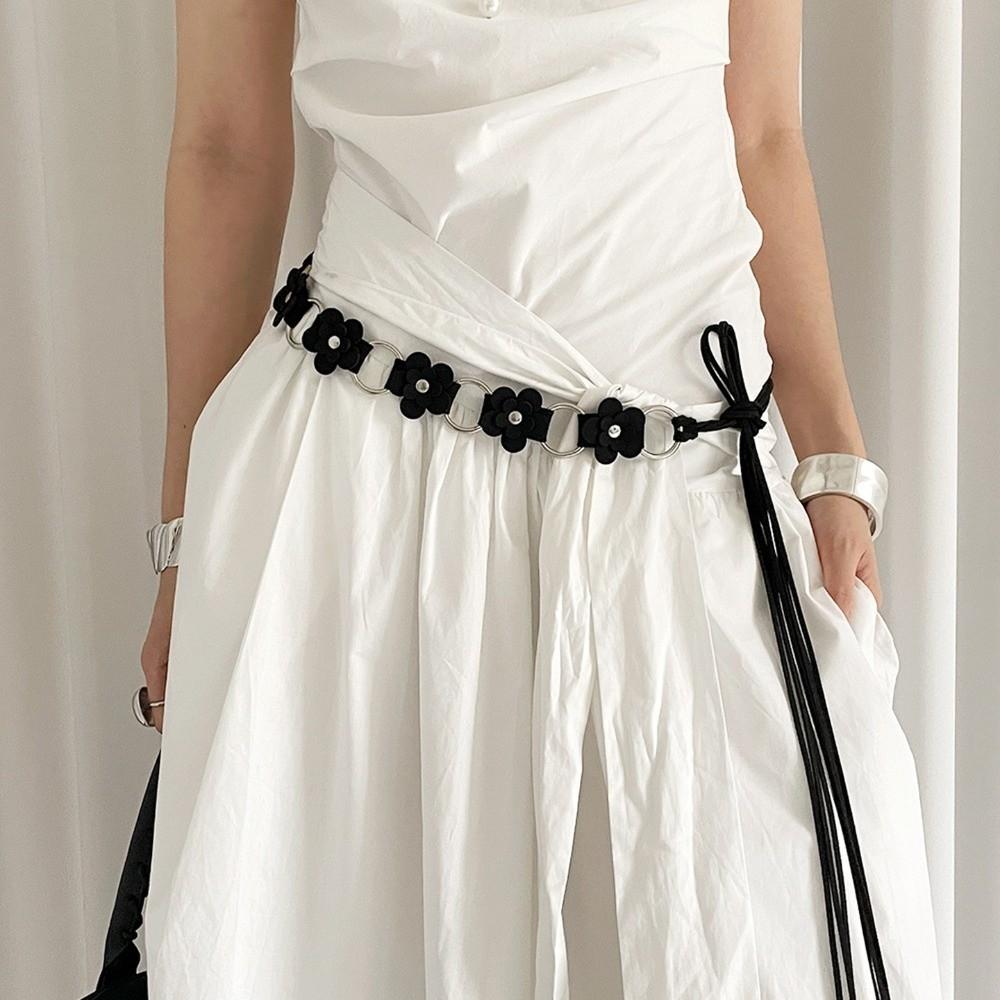 Ethnic Leather Waist Rope Floral Dress Jeans Belt American Women's Belt  Waist Decoration