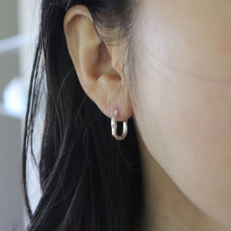 Modernlike 14k Gold-filled Silver Flow Cast One-touch Earrings