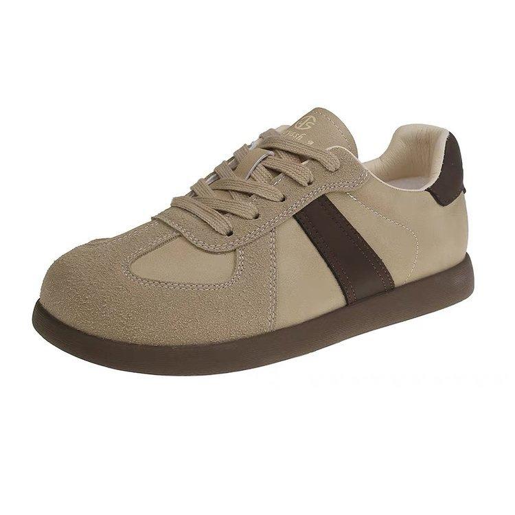 Dexun shoes women's spring 2025 new retro flat-bottomed casual sports women's shoes versatile single shoes lace-up women's shoes