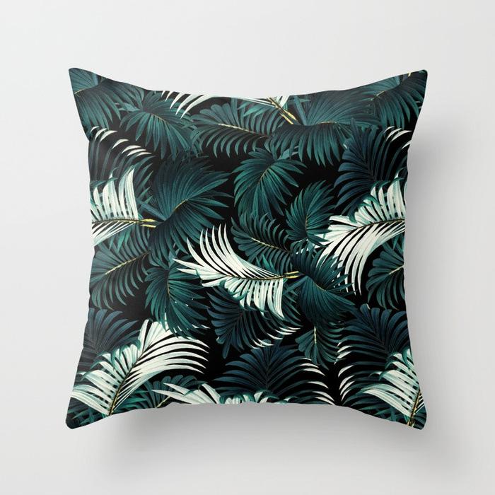 Fashionable Tropical Plant Polyester Pillowcase Office Fabric Sofa Cushion Cover Home Peach Leather Velvet Pillowcase