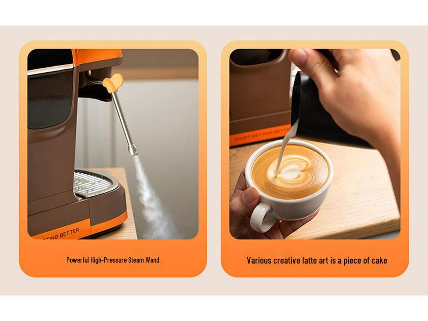 Italian Automatic Coffee Machine with 19-bar Pressure & Milk Frother - Home Use, Hot/Cold Options, Smart Operation, High Extraction.