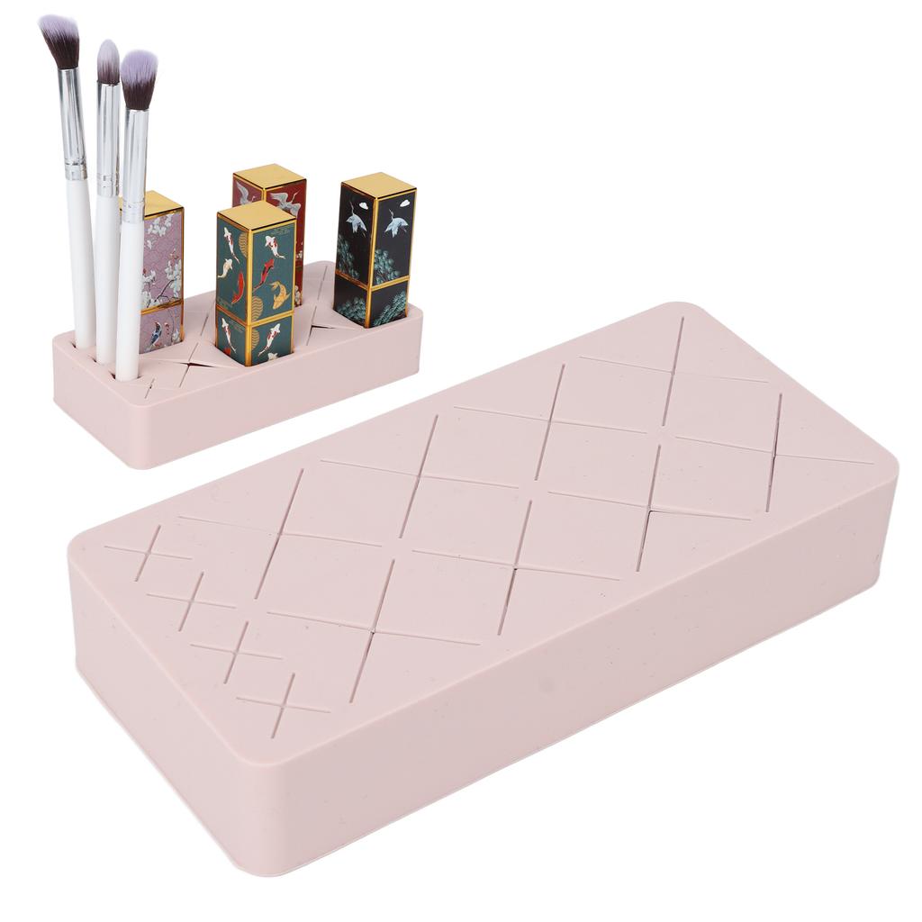 12 Slot Lipstick Holder Silicone Makeup Cosmetic Display Stand for Nail Polish Eyebrow Pencil
