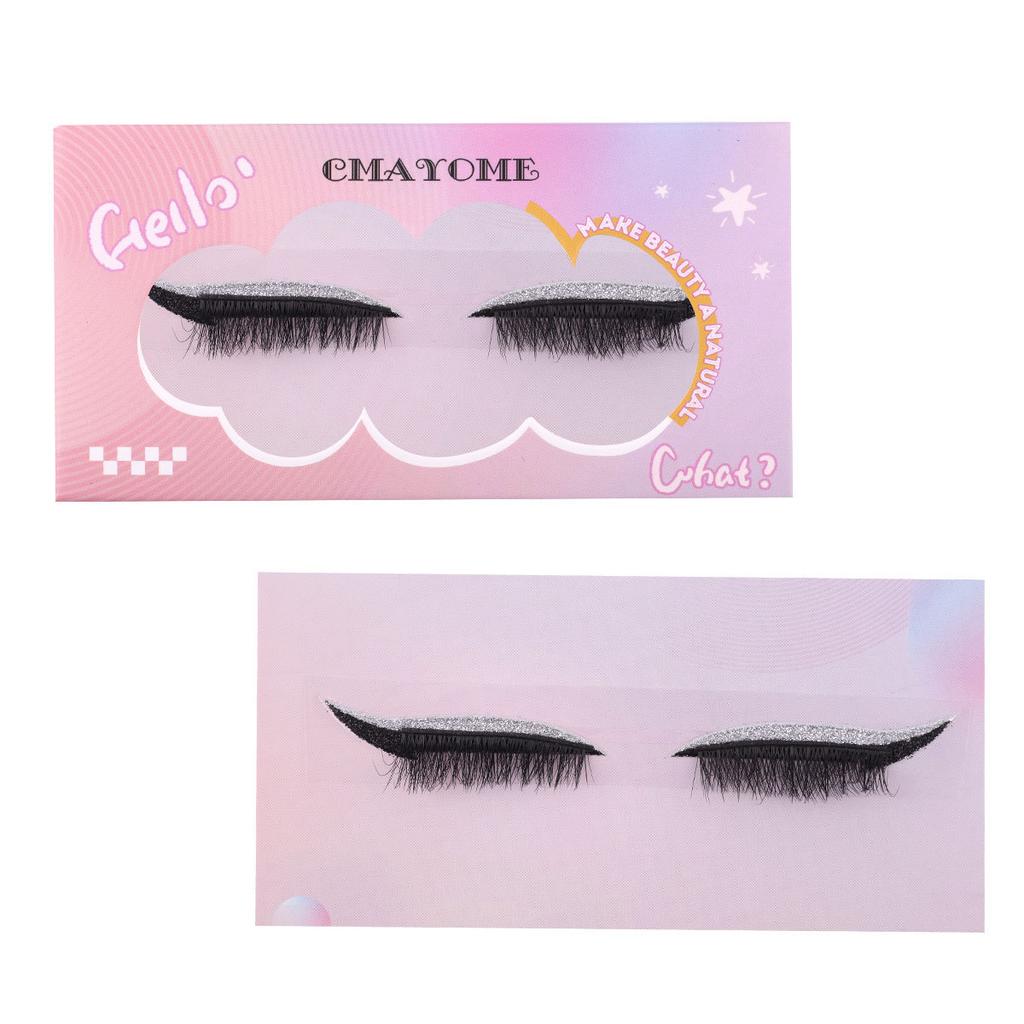 Lazy Self-Adhesive 1 Pair Of Colored Eyeshadow False Eyelashes, Natural Thick Curled Eyelashes