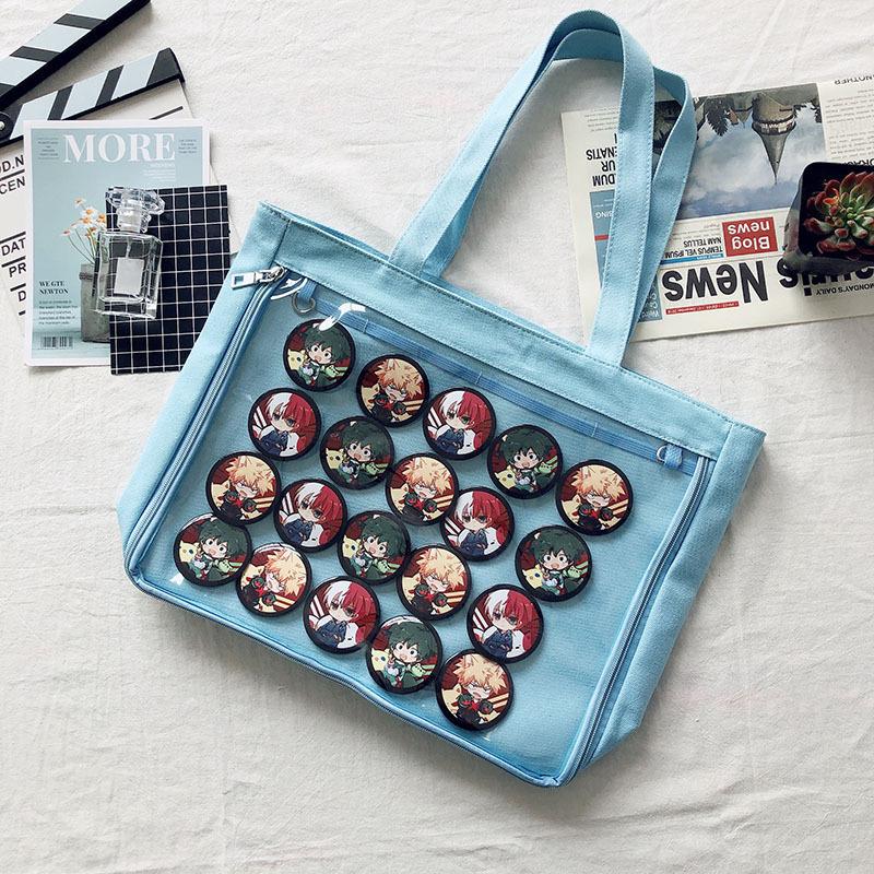 

New Japanese canvas single-sided pain bag baby bag shoulder portable armpit bag bar pain doll animation two-dimensional bag