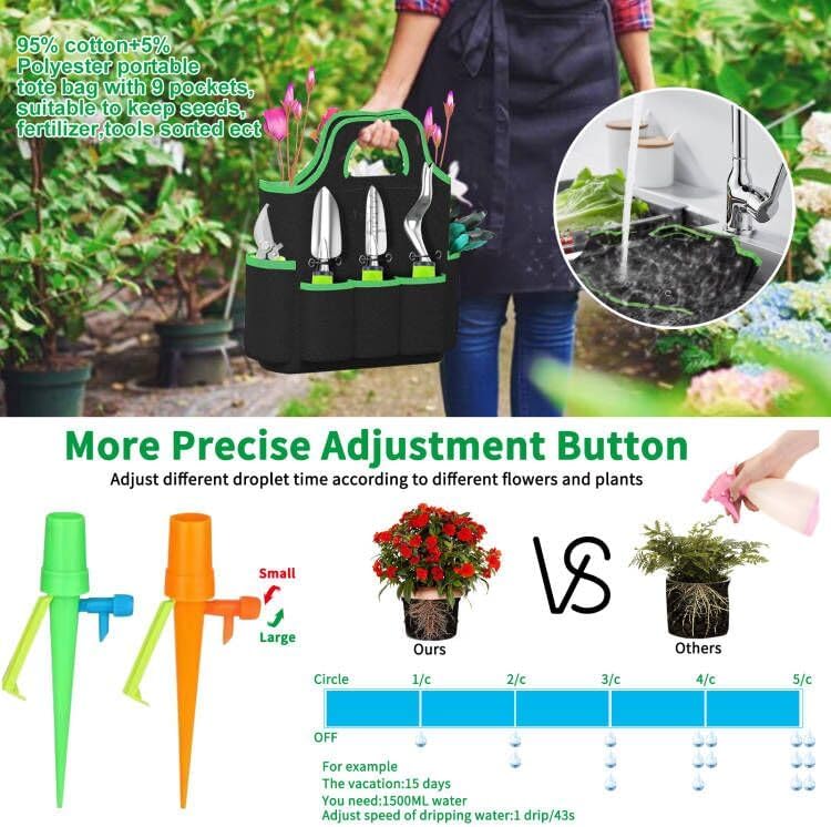 Garden Tools, Succulent Tools, Large Heavy Duty Aluminum Garden Hand Tools with Garden Tool Bag, Gloves, Sprayer and More