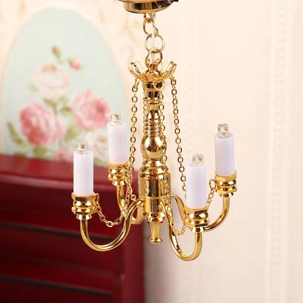 Creative Dollhouse Chandelier Model Battery Operated LED Wall Sconces Doll House Decor