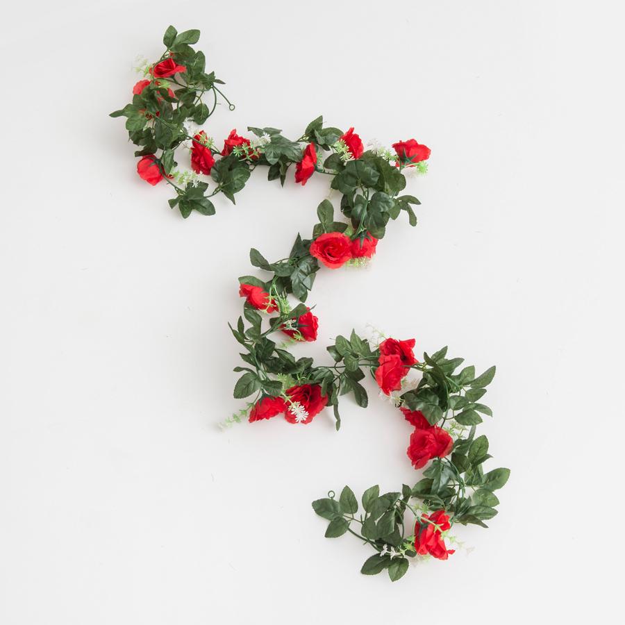 Silk Roses Artificial Vine Hanging Flowers for Wall Christmas Rattan Fake Plants Leaves Garland Outdoor Wedding Home Decoration