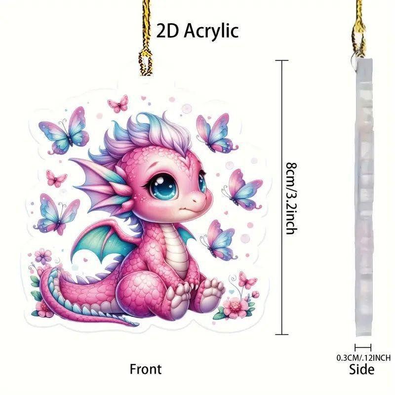 

Очаровательный розовый акриловый кулон-украшение в виде дракона для автомобиля для игривого стиля интерьера