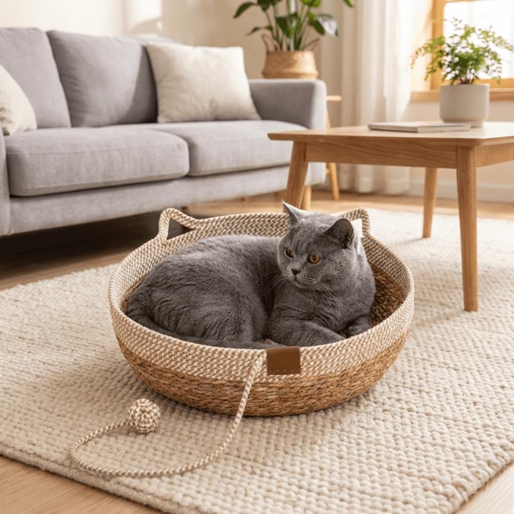 Wear-Resistant Cat Teaser Ball Anti-slip Cat Scratching Baskets Woven Cat Nest Paws Care