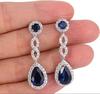 Royal Blue Zircon Oval Earrings Fashionable High-End Design Accessories for Banquets Personalized Simple Zircon