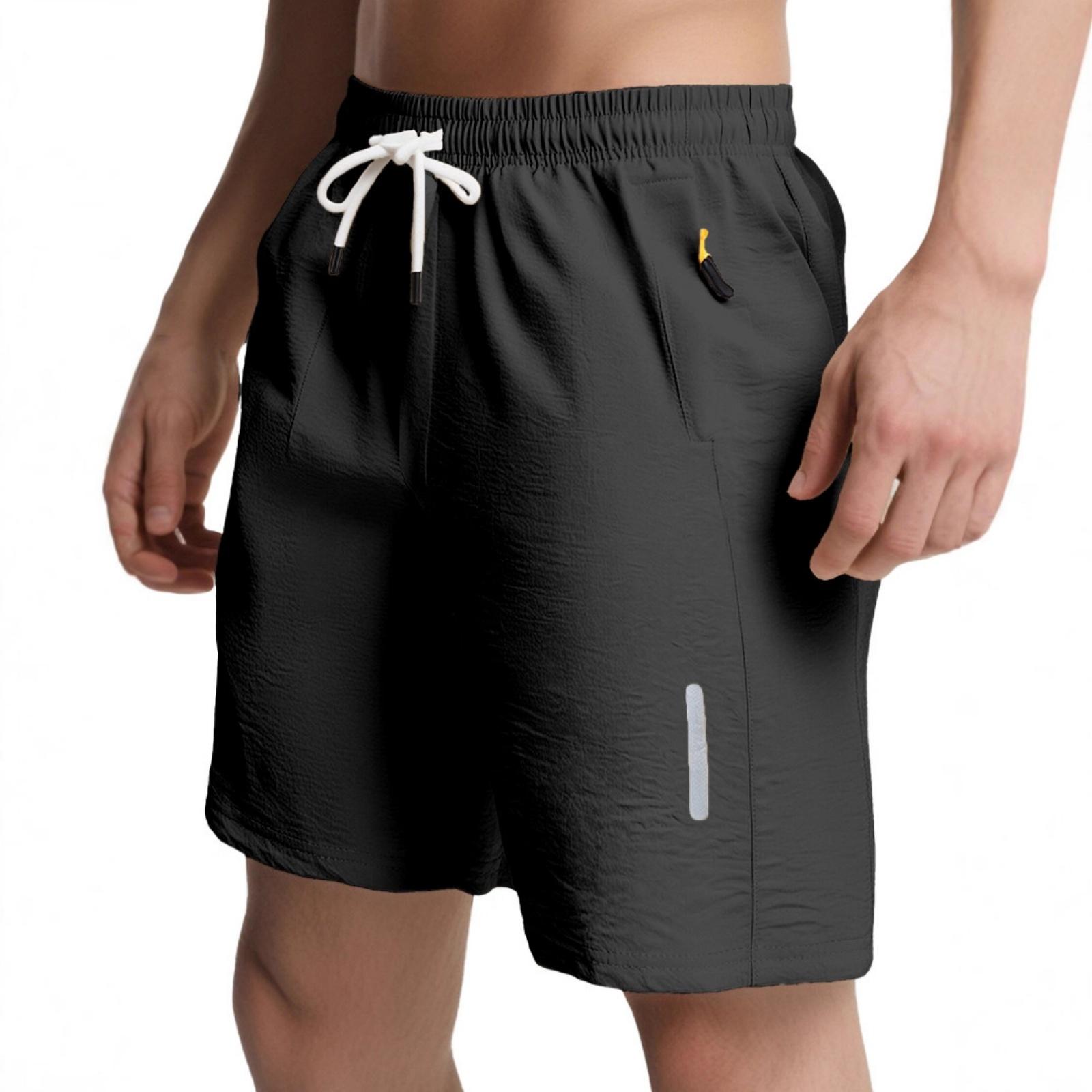 

Men s Casual -color Zippered Pocket Beach Shorts XL чорний
