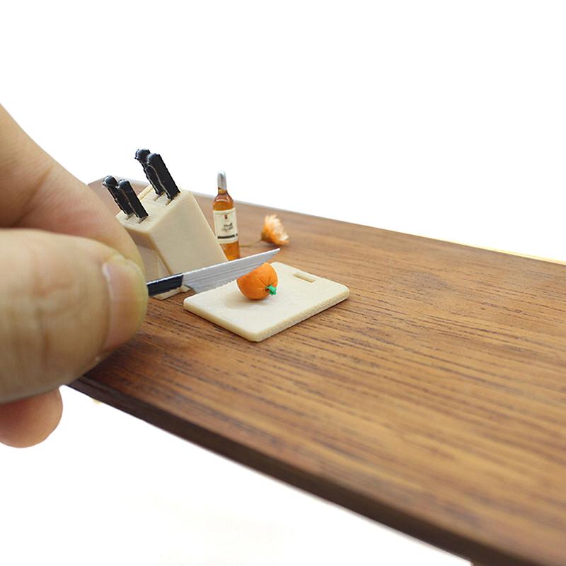 Dollhouse Miniature Cutting Tool Mini Cutter Holder Cutting Board Model Ornament Scene Kitchen Decor Toys Dollhouse Accessories