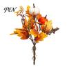 Artificial Fall Bouquet with Fabric Pumpkins Maple Leaves Wheat Berries, Fake Flowers And Autumn Home Decor for Thanksgiving Centerpieces, Seasonal
