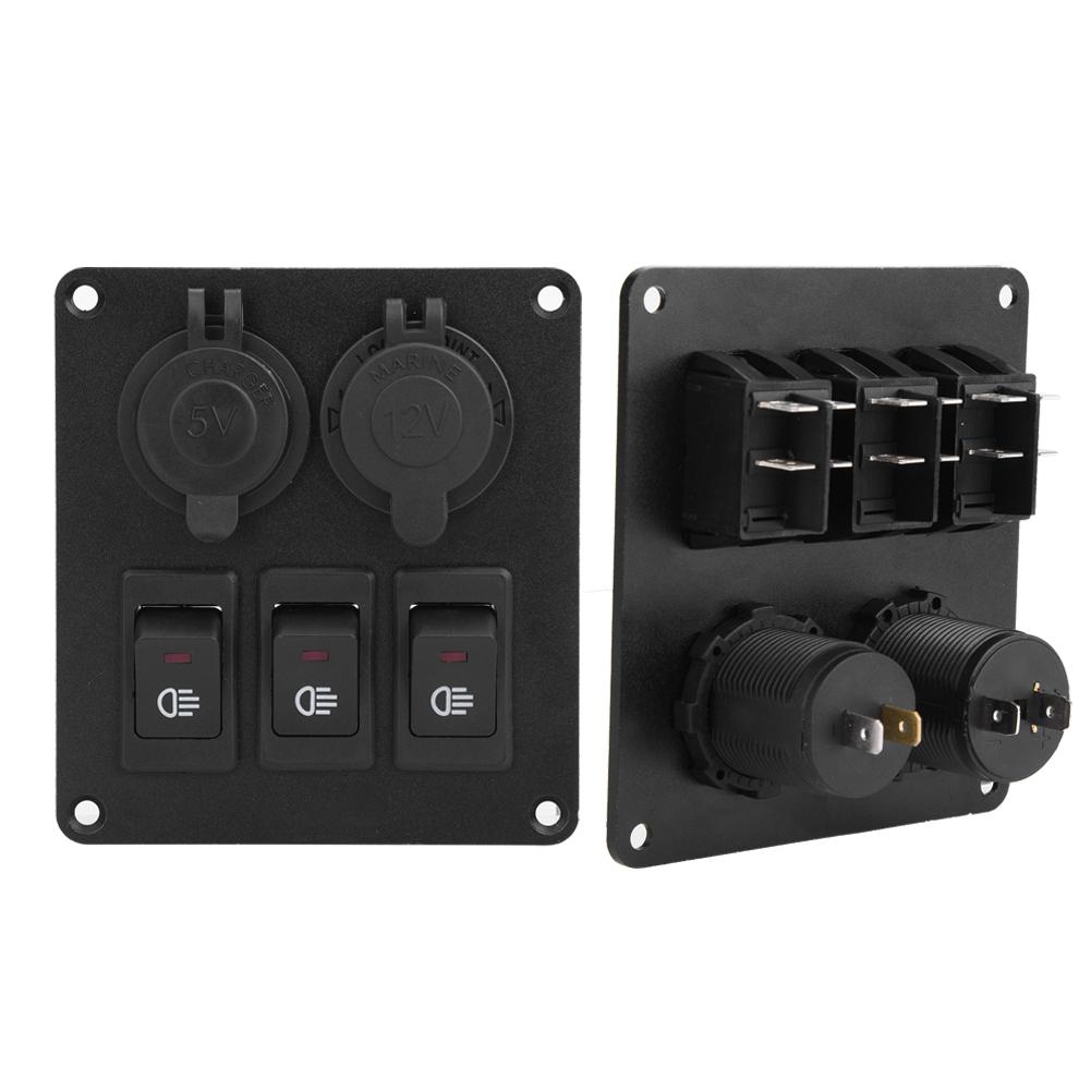 Car Marine 3+2combination LED Single Rocker Green Light Switch+Car Charger  Cigar Lighter Red