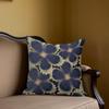 Blue Petals Square Jacquard Pillow Cover for Sofa Office Waist Cushion Cover Home Decorative Pillowcase