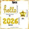 7pcs Hello 2026 New Year Aluminum Foil Balloon Set Rose Gold Conjoined Letters & Numbers for Party Decor Holiday Celebration