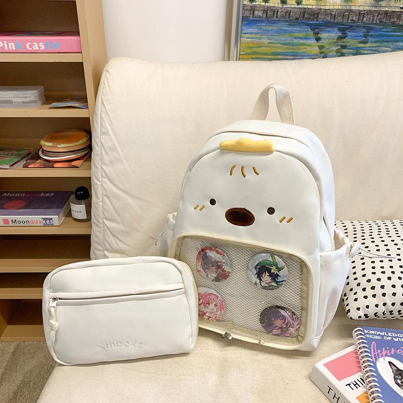 

New Cute Large Capacity Backpack Junior High School Students Class Commuter School Bag Women s Fashion білий