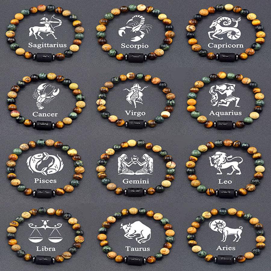 12 Sterrenbeeld Armband Heren Constellatie Armband voor Mannen Ram Maagd Leeuw Weegschaal Bedel Bangle Dames Vriendschap Sieraden om de Hand