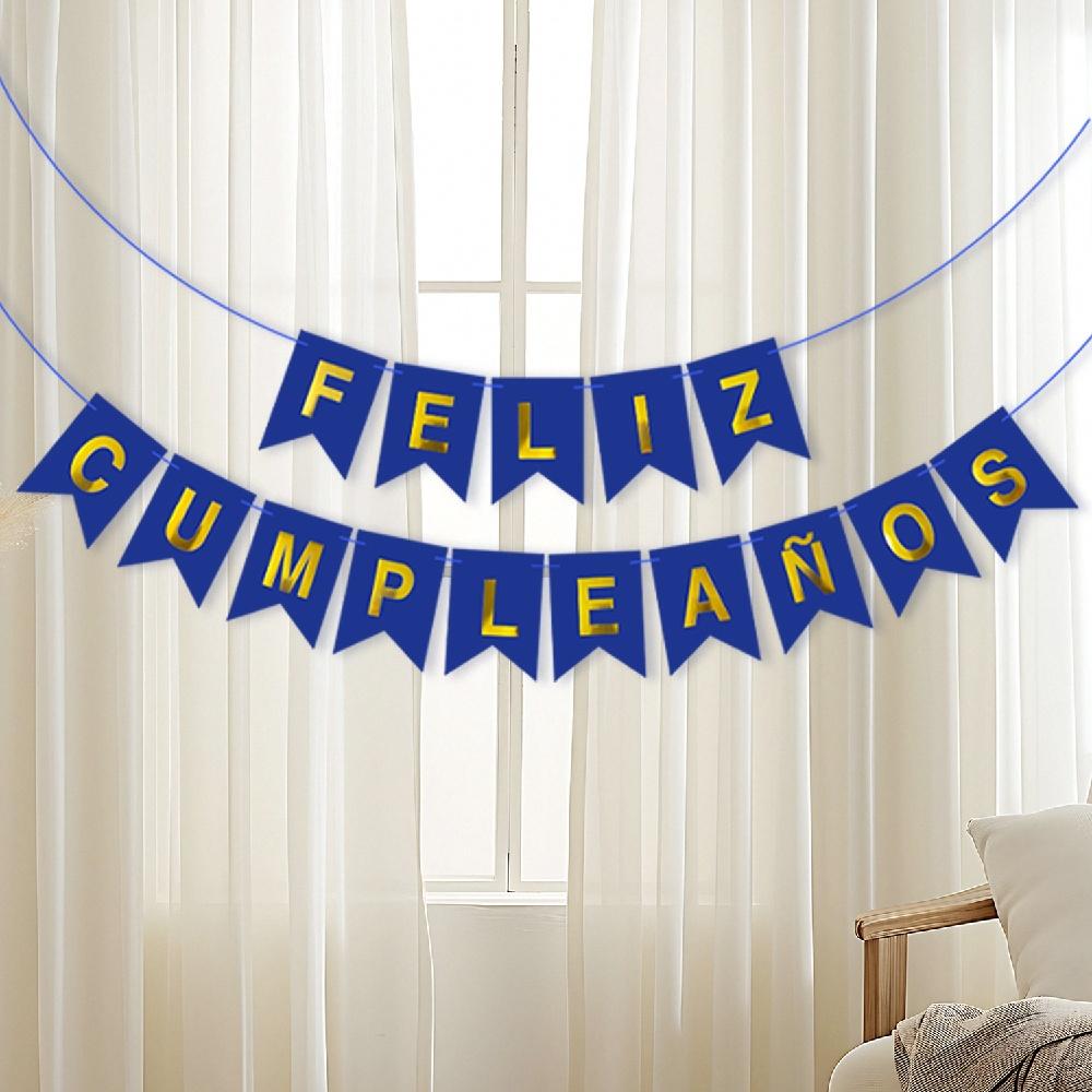 1PC/5PCS/10PCS 11.6cmX16.2cm Spanish Birthday Flag Party Banner Flower ForHome Room Happy Birthday Party Atmosphere Decorations