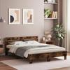 VidaXL Bed Frames with Headboard and LED, Double Bed with Slatted Base, Adult Bedroom Bed, Smoked Oak 150x200 Cm 3207543