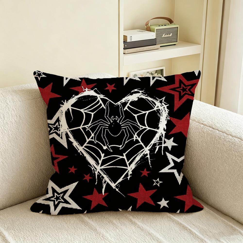 S-Spider Web Cushion Cover Natural Linen Pillowcase Set, All-In-One Decor For Sofa, Bedroom & Chair