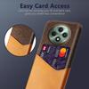 For Oppo Reno12 F 5G Case Cloth Texture PU Leather Hard PC Card Slot Phone Cover