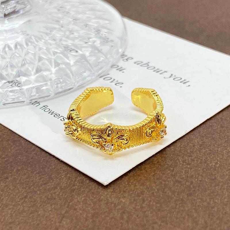 Blind Box Medieval Vintage Gold Niche Retro High-End Open Ring Color Treasure Light Luxury Ring Woman