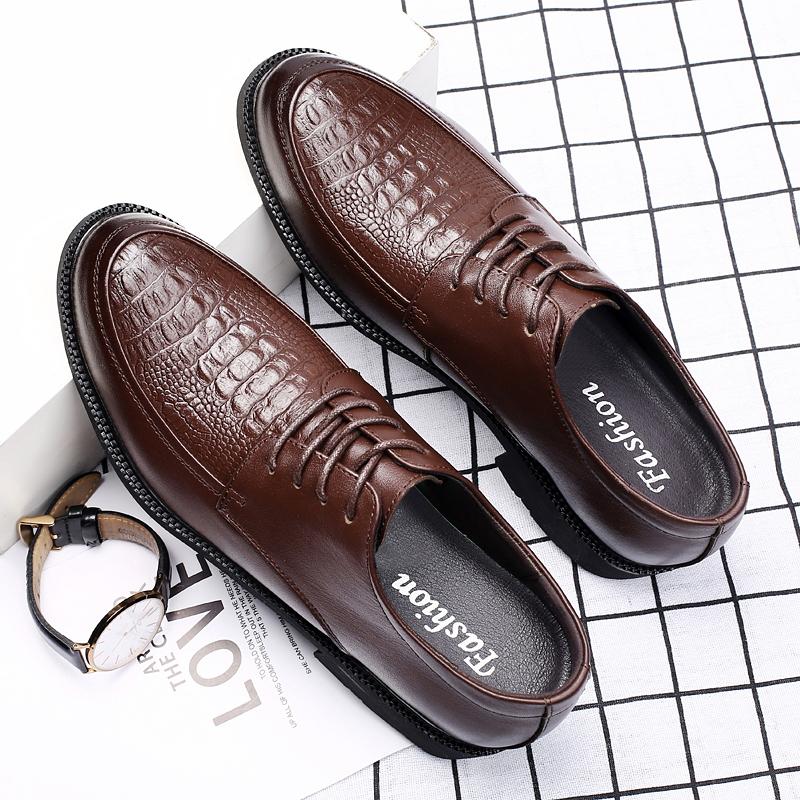 Fashion Luxury Brand Men Casual Flats Genuine Leather Business Oxford Shoes Antiskid Gentleman Shoes Crocodile Pattern Formal Dress Shoe