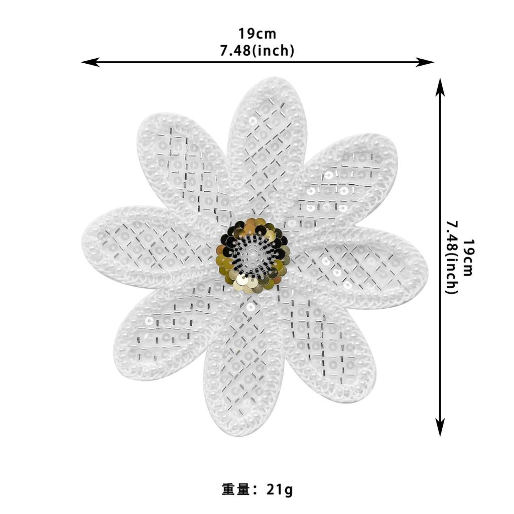 White Mesh Yarn Handmade Beaded Sequins Strand Woven Cloth Sticker Clothing Dress Top Applique Cloth Sticker Accessories