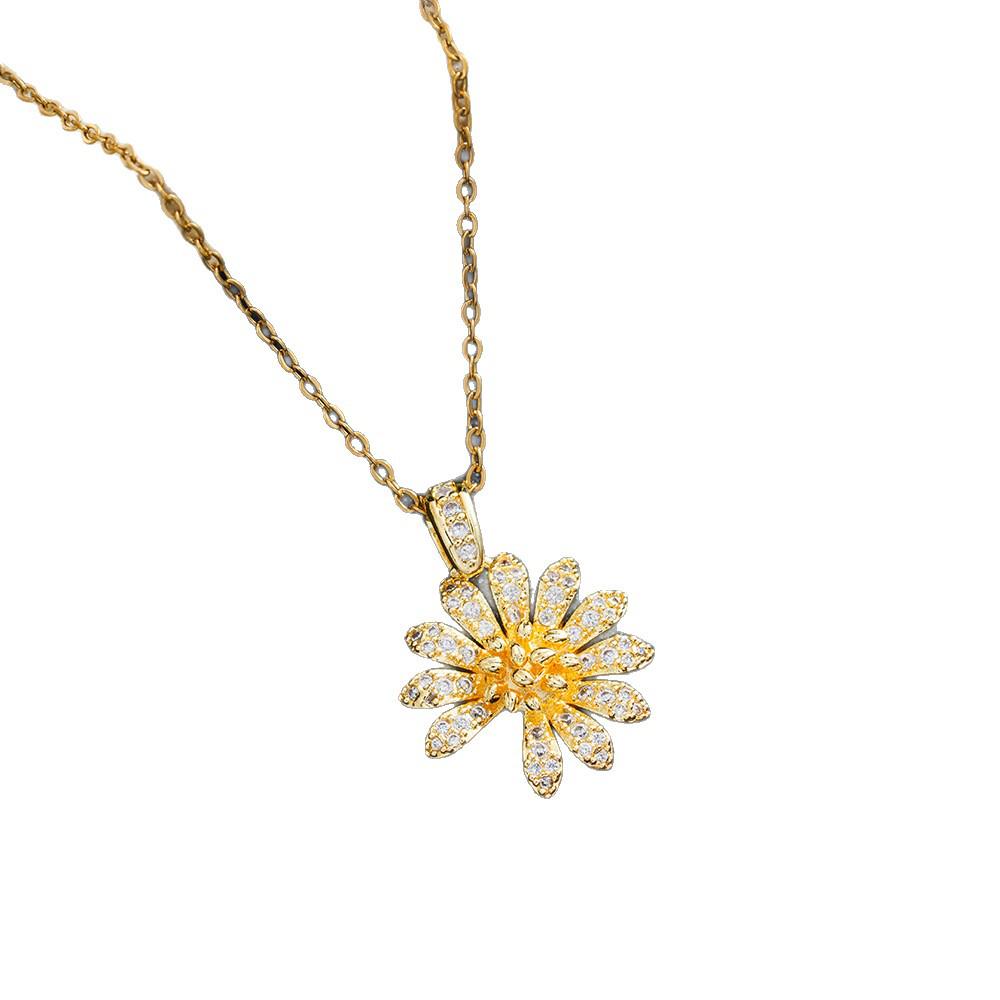 Elegant 2026 Super Sparkle Small Daisy Necklace: Women's Full Diamond Sunflower Collarbone Chain
