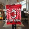1PC Custom Name Ac Milan Patterned Flannel Blanket Suitable For All Seasons for Home Decor Warmth and Comfort Gifts Holiday Present
