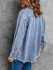 Damen Oversized Distressed Jeansjacke - Lässiges Langarmhemd für Frühling 2025