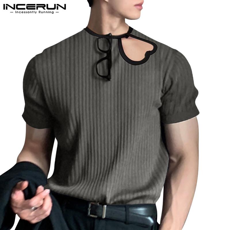 

INCERUN Летние мужские топы с короткими рукавами и вырезами