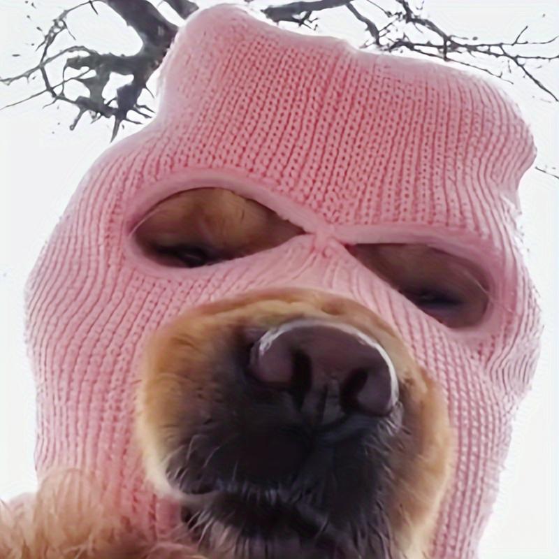 1pcs Quirky Dog Mask, Knitted Dog Ears Warm Hat Dog Thief Mask Fun Pet Role Play Suitable for Medium and Large Dogs