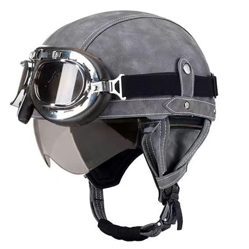 Vintage-Style Open Face Motorcycle Helmet Adults Unisex ABS Half With 3C Certification