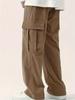 Men's Loose Solid Pants with Multi Pockets Casual Drawstring Trousers for Outdoor