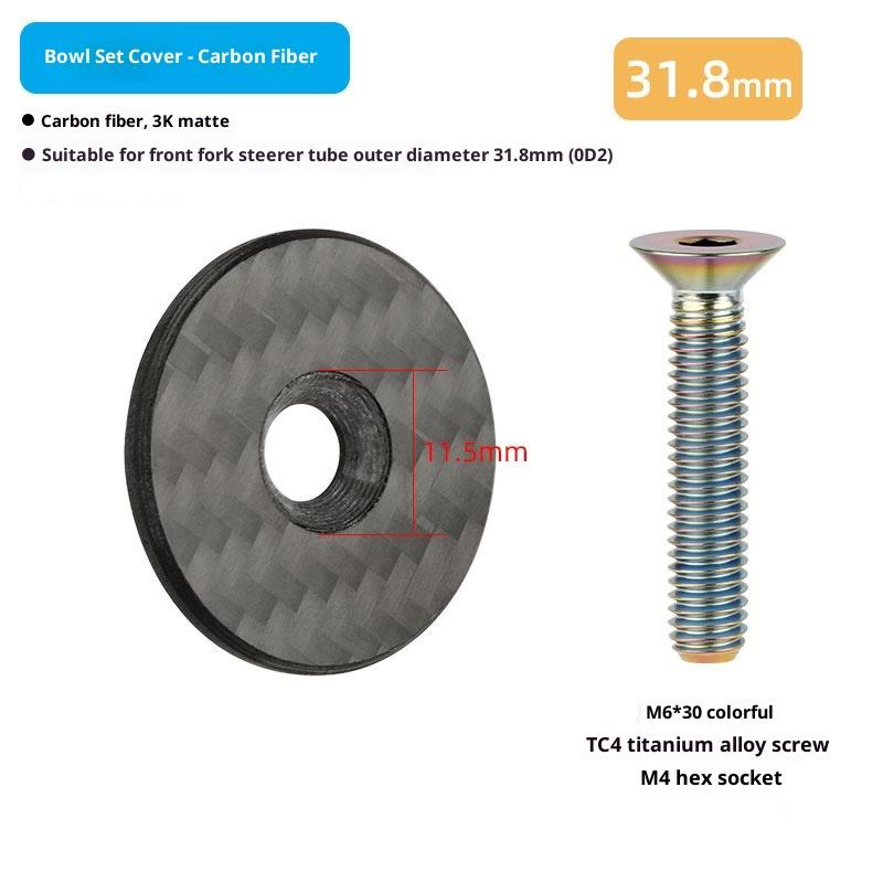 Carbon Fiber Headset Top Cap With Titanium Screw Lightweight Bike Stem Bolt Mountain Bicycle Front Fork Top Cover Parts