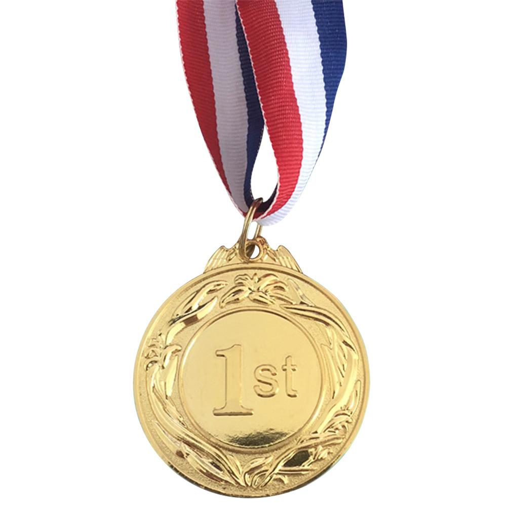 5cm Gold/Silver/Bronze Medal Award Medals with Neck Ribbon Students Rewards Metal Winner Medals for Marathon Ball Games