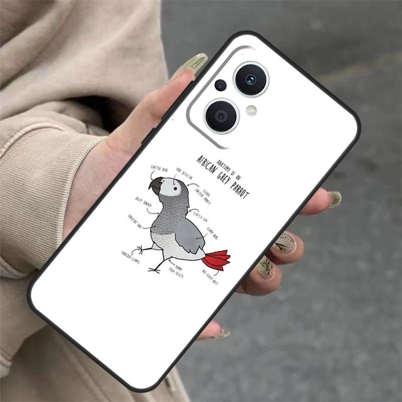 Graupapagei Hülle Für OPPO Reno 7 8 Lite 10 11 12 13 14 Pro 8T 12F 13F 14F OPPO Find X8 X6 X9 Pro Hülle