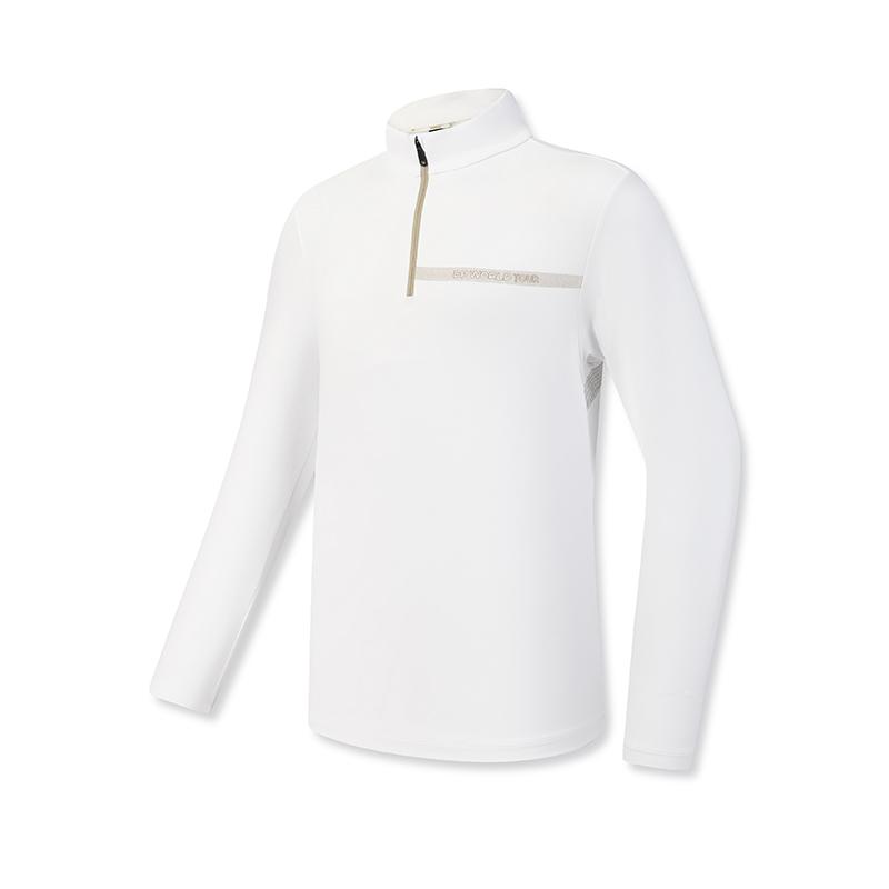 FILA Golf Series Fashion Simple Personality Sports Golf Versatile Comfortable Half-Zip Long Sleeve T-Shirt Men tops Jade-White A11M615205FWT L
