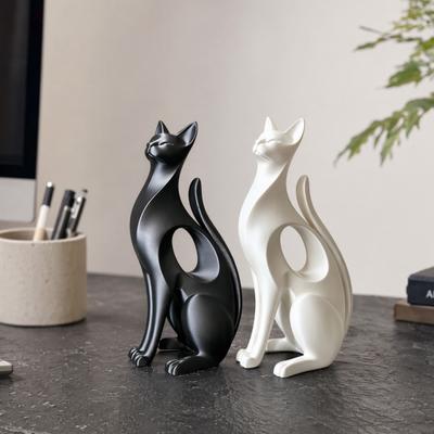 Figurka Kota Drukowana 3D Nowoczesna Geometryczna Rzeźba Kota Minimalistyczna Dekoracja Artystyczna do Przedpokoju