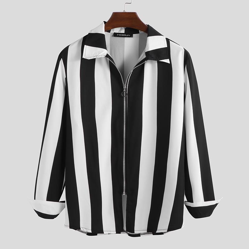 V-neck Zip Casual Shirt Male Clothing 