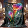 A Cozy Rainbow Floral Themed Fleece Blanket with Soft High-Definition Digital Printing, Suitable for Year-Round Use! Made from 100% Breathable Polyest