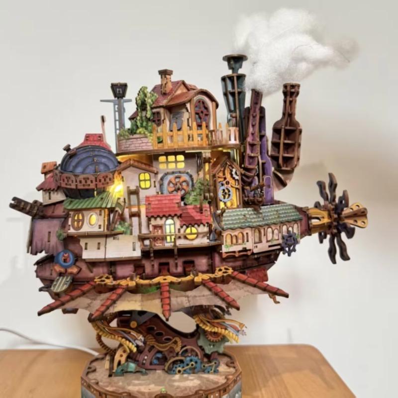 Prévente Château Errante Haut 3D Steam Trek Assemblage Bois Puzzle Haute Difficulté Boîte à Musique Décompresser Cadeau Modèle Cadeau Cadeau Bricolage