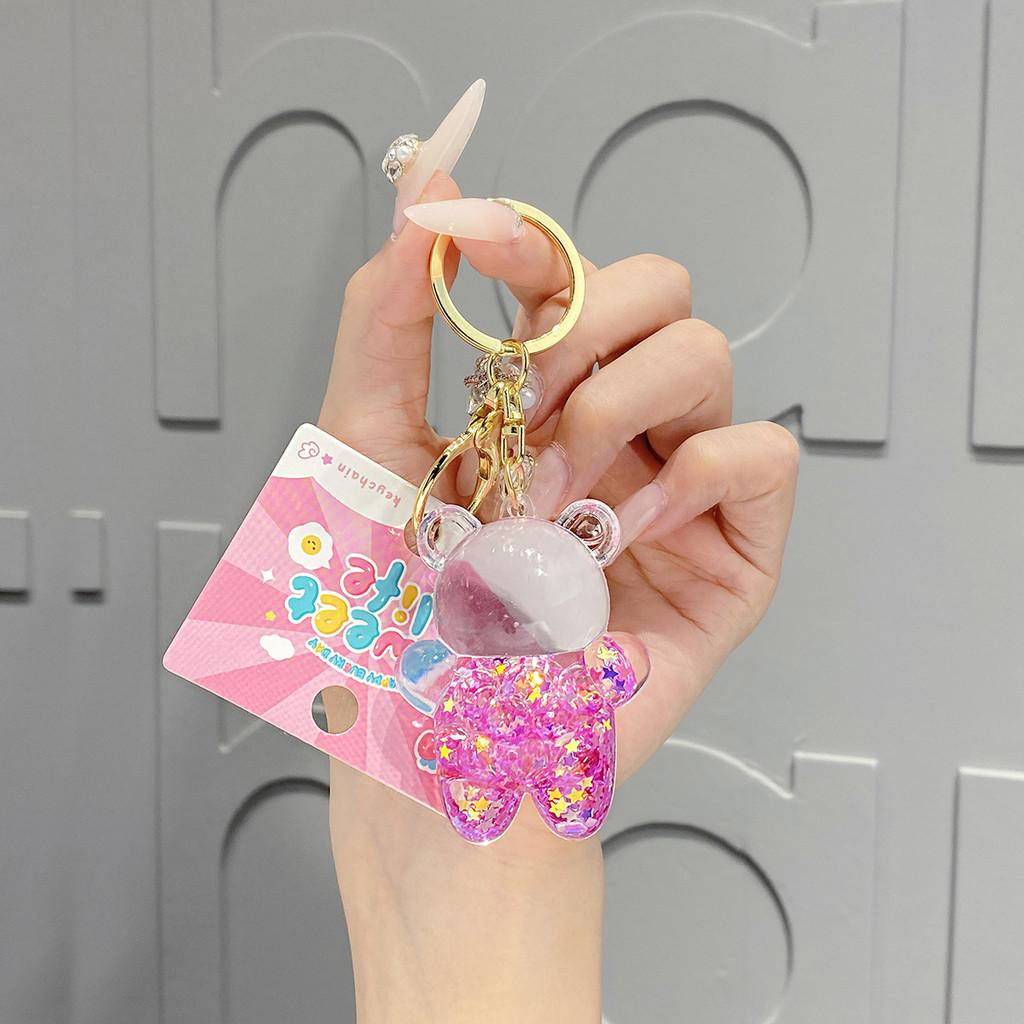 Floating Adorable Sand Bottle Panda Keychain Cartoon Pvc Creative Gift For Kids Friends And